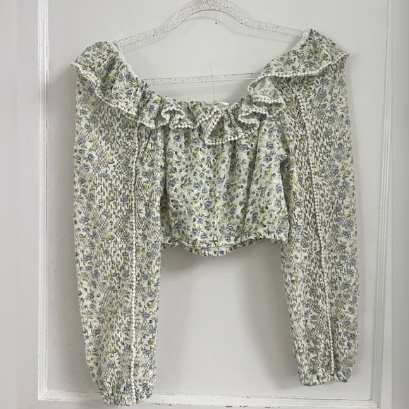 Loveshackfancy Romance Feminine Dorabella Crop Top White Garden Stream $325 - Picture 6 of 6